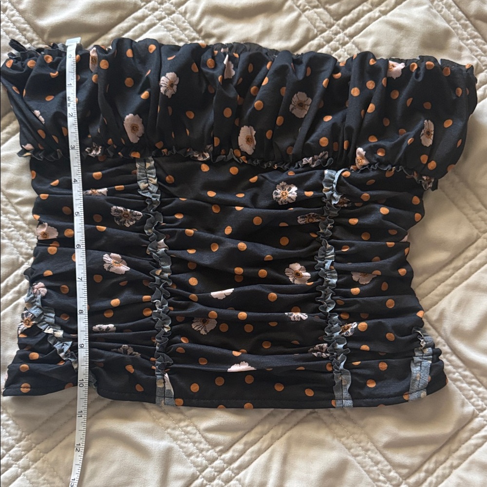 Free People Black Floral Polka Dot Crop Top